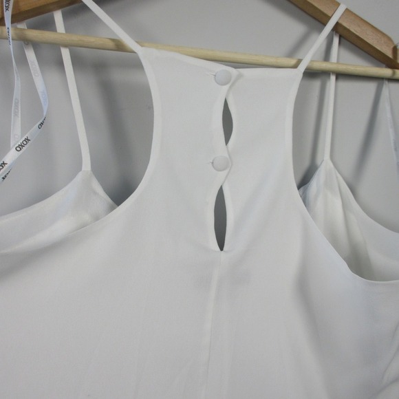 XOXO Tank Cami Top Women M White Beaded Neckline Layered Casual Y2K Preppy 142 - Picture 2 of 13